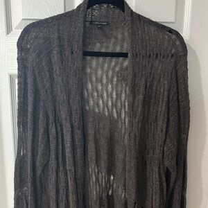 Eileen Fisher Women's Charcoal Open Weave Cardigan